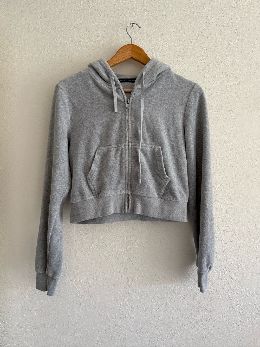 Brandy Melville Light Gray Cropped Hoodie